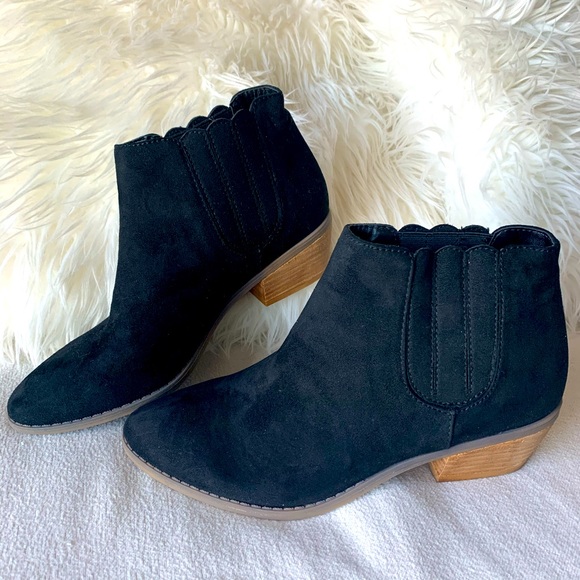 Call It Spring Black Suede Western Ankle Boots